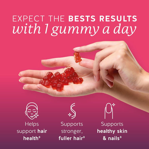 Bears with Benefits Biotin Gummies for Hair Growth, Skin & Nails –  5000 mcg Biotin + Vitamins C & E + Zinc - 30 Gummies - Vegan Wild Berry Flavor - 1 Month Supply