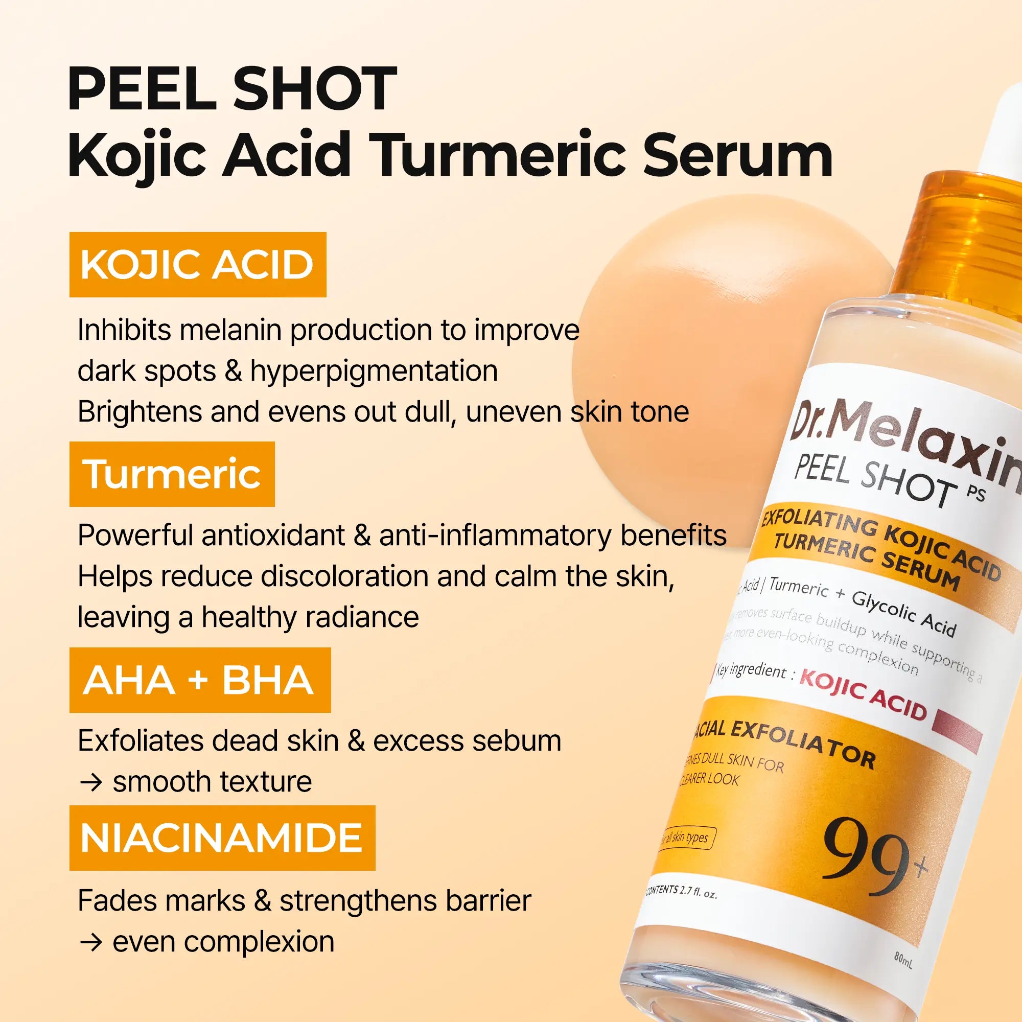 Kojic Acid Turmeric Amber Face & Body Care Set, Dark Spot & Pigmentation Care for Uneven Skin Tone