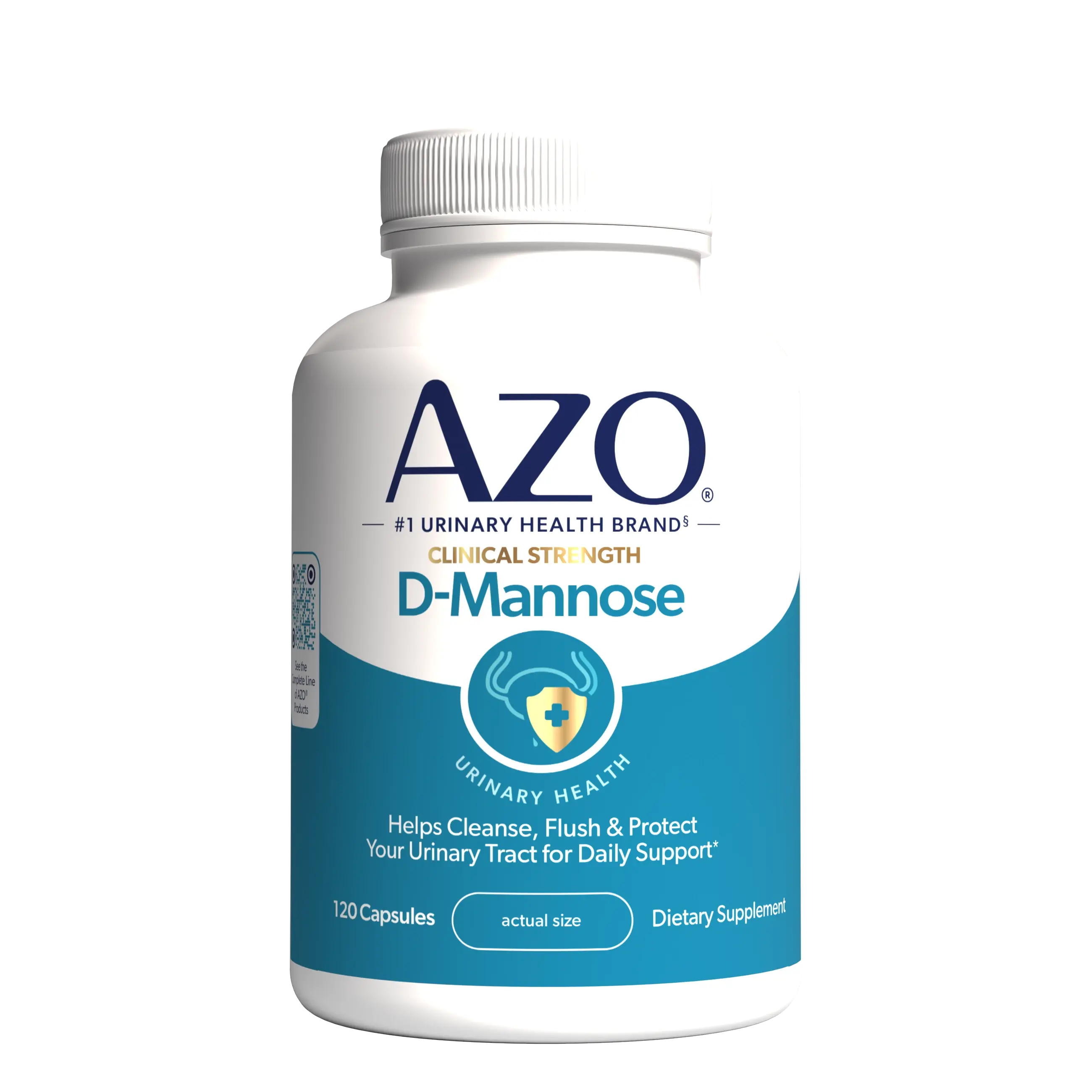 AZO D Mannose Urinary Tract Health, Cleanse, Flush & Protect The Urinary Tract, No.1 Pharmacist Recommended Brand, Clinical Strength, Non-GMO, 120 Count